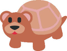 A bear colored emoji turtle with a bear face
