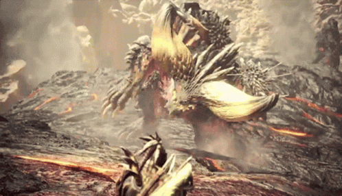 An Anjanath throws its arms menacingly, fortunately it holds a baseball